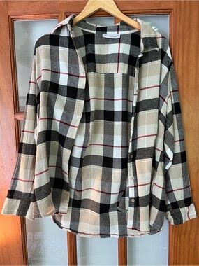 KEREN hart Black, Cream & Burgundy Plaid Shirt